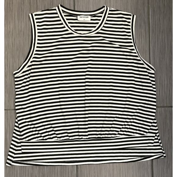 LNA Tops - LNA Clothing Black/White Striped Sleeveless T-shirt Size Large Laid Back Luxury